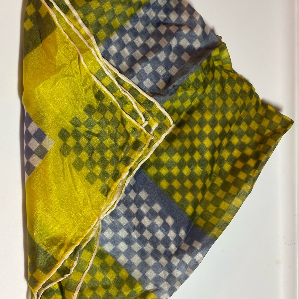 Vintage Scarf Checkered Yellow & Gray